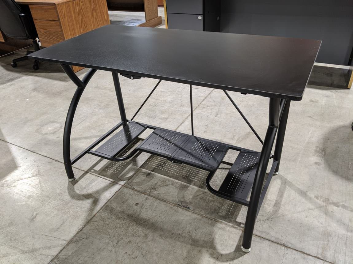 Black Laminate Desk with Metal Frame