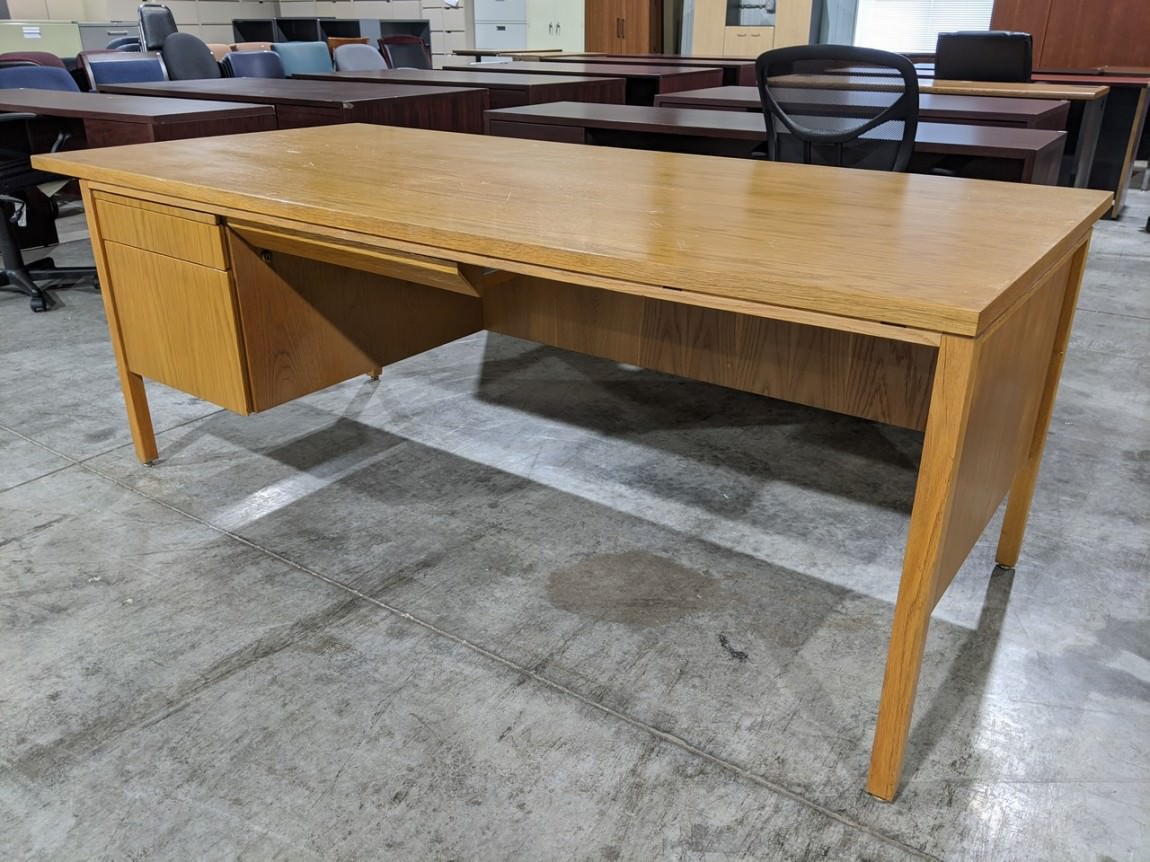 Solid Wood Rectangular Desk with Oak Finish