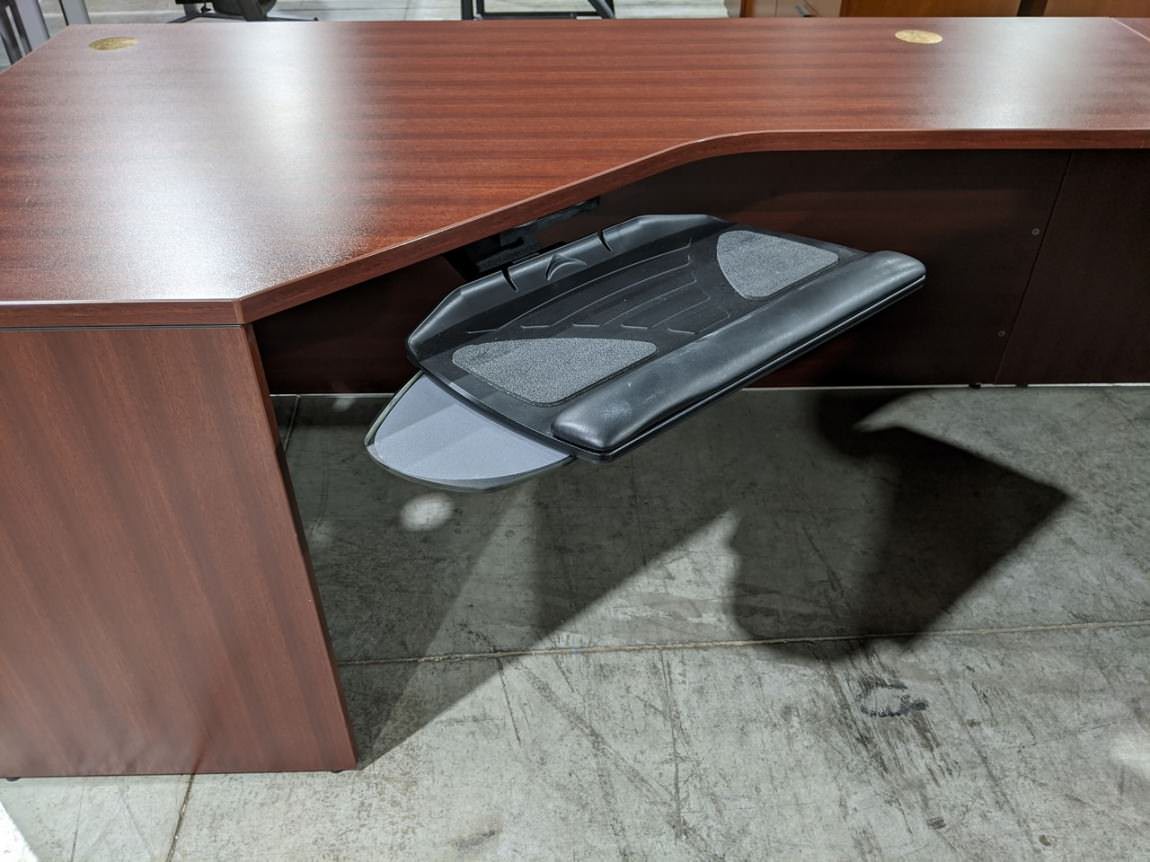 Lacasse Cherry Laminate L-Shaped Desk with Drawers