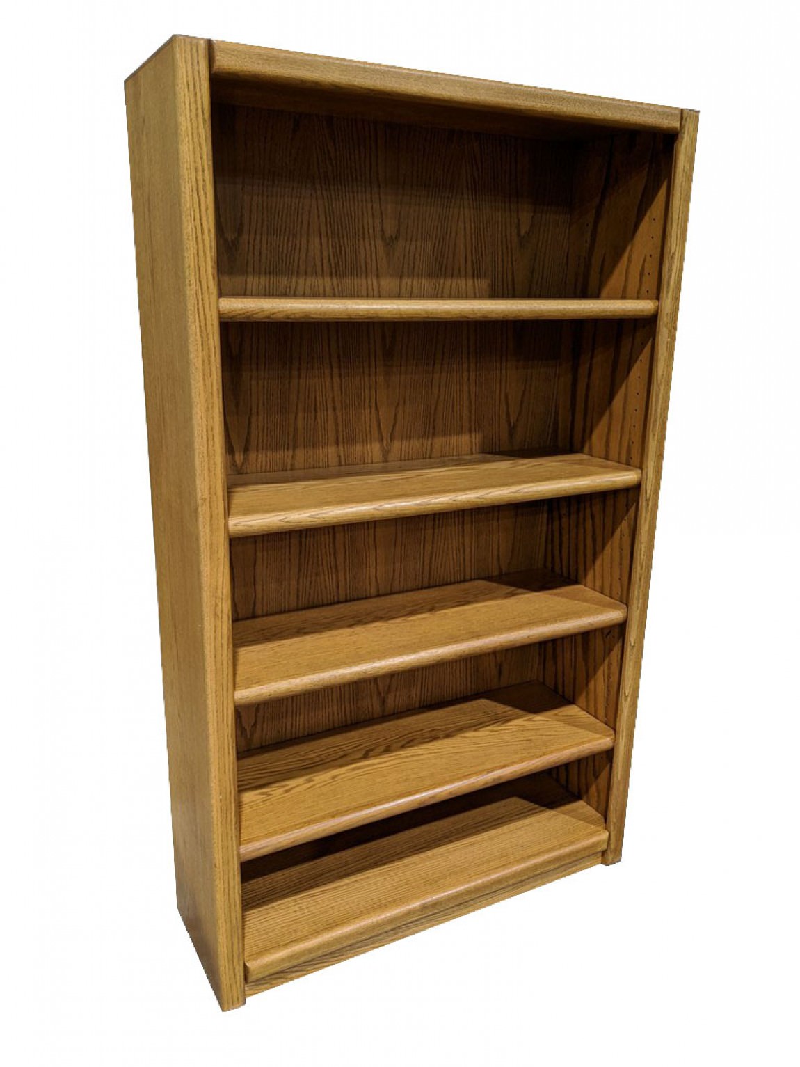 Solid Wood Bookshelf with Oak Finish 36 Inch Wide