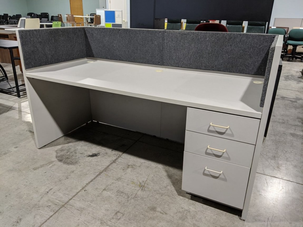 Putty Laminate Desk with Drawers