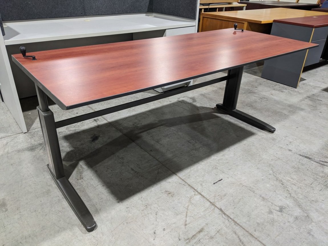 Cherry Laminate Height Adjustable Sit-Stand Desk
