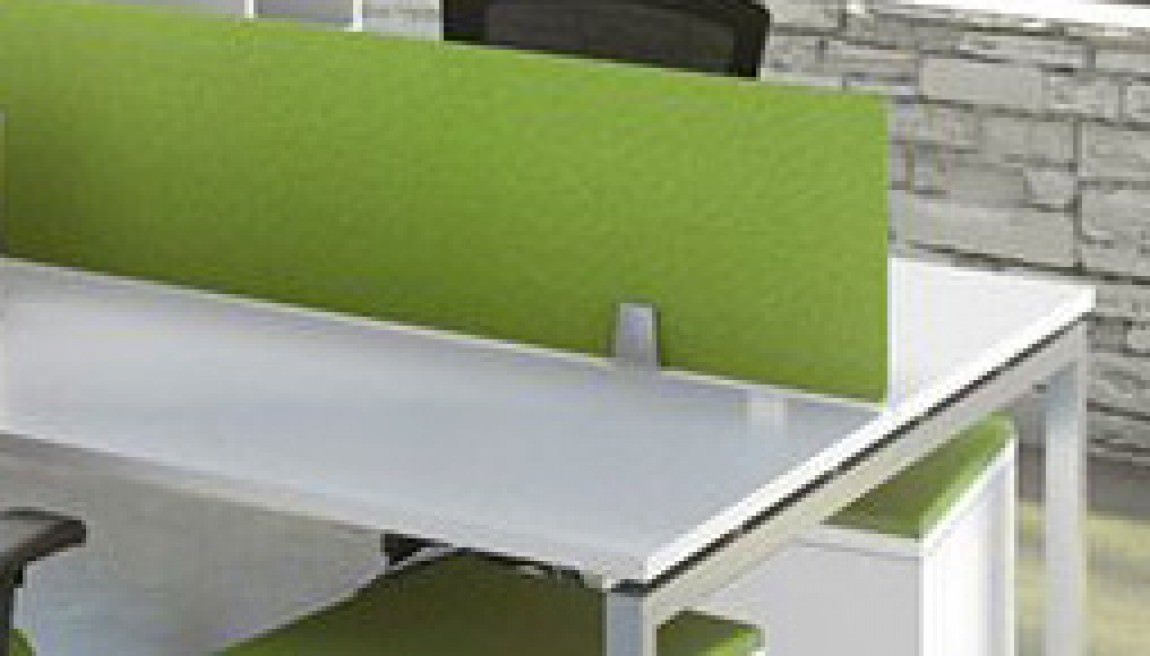 Green Fabric Divider Panels for 3 Person Open Office Desk