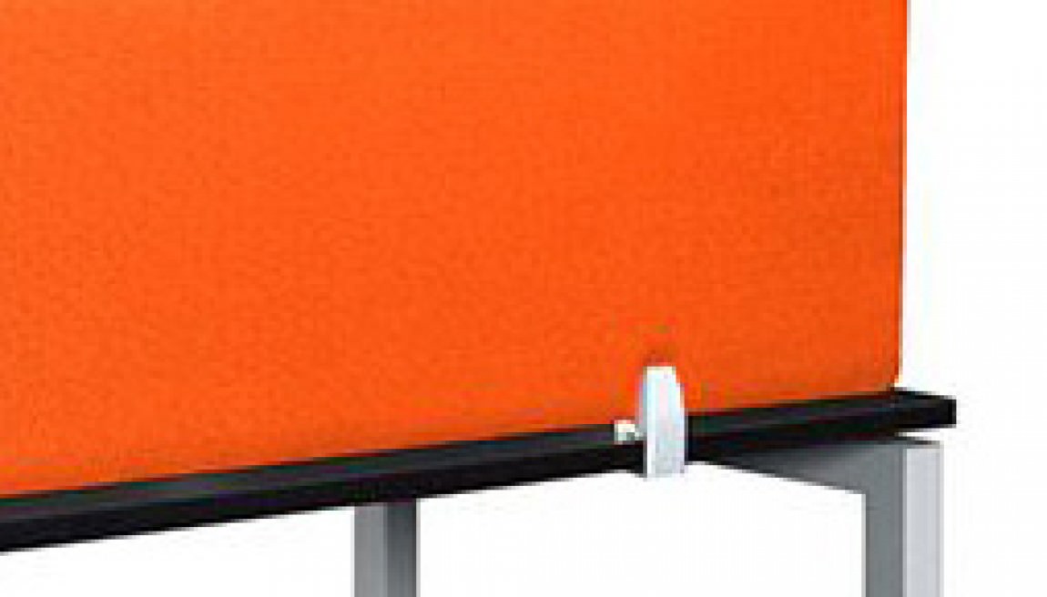 Orange Fabric Divider Panels for 3 Person Open Office Desk