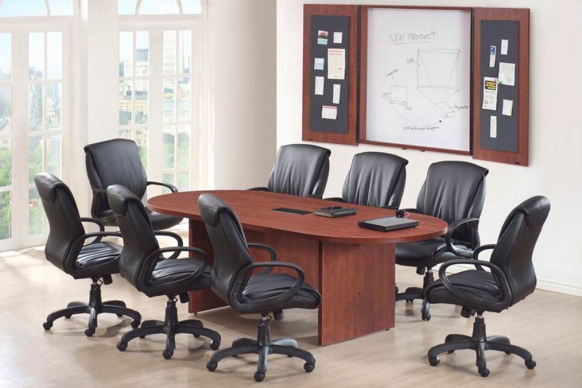 PL Laminate Racetrack Shaped Conference Table with Grommets