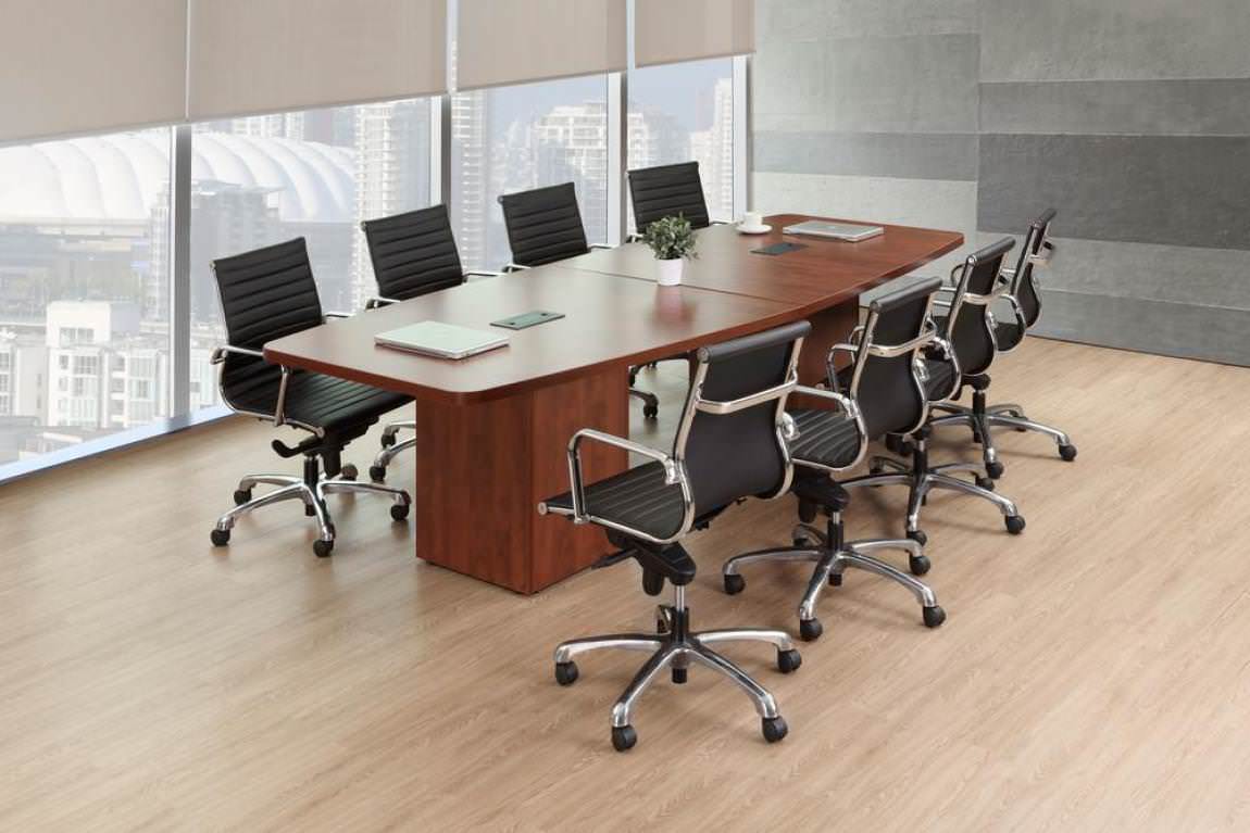 PL Laminate Boat Shaped Conference Table with Cube Base