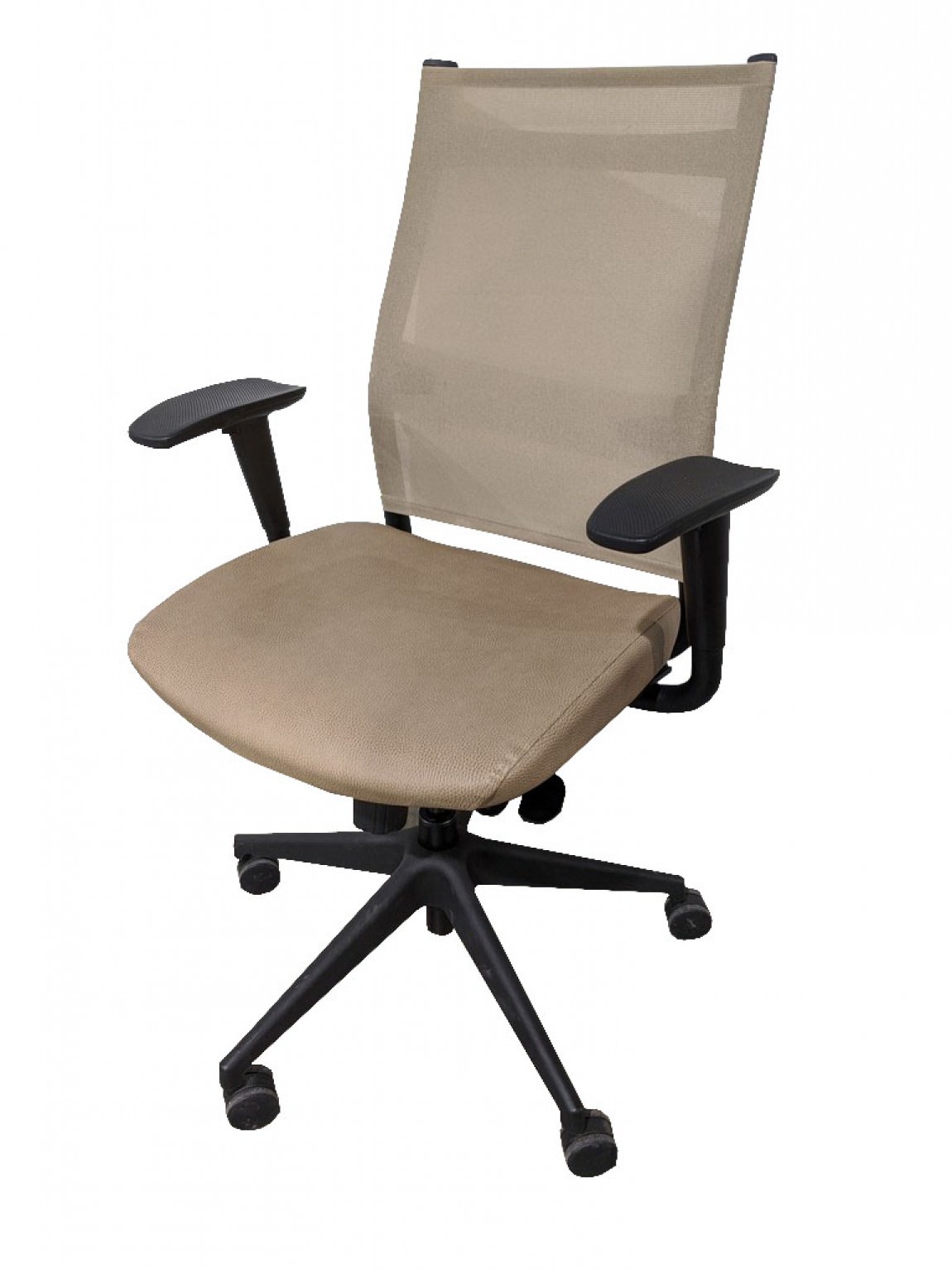 Tan Mesh Back Rolling Office Chair