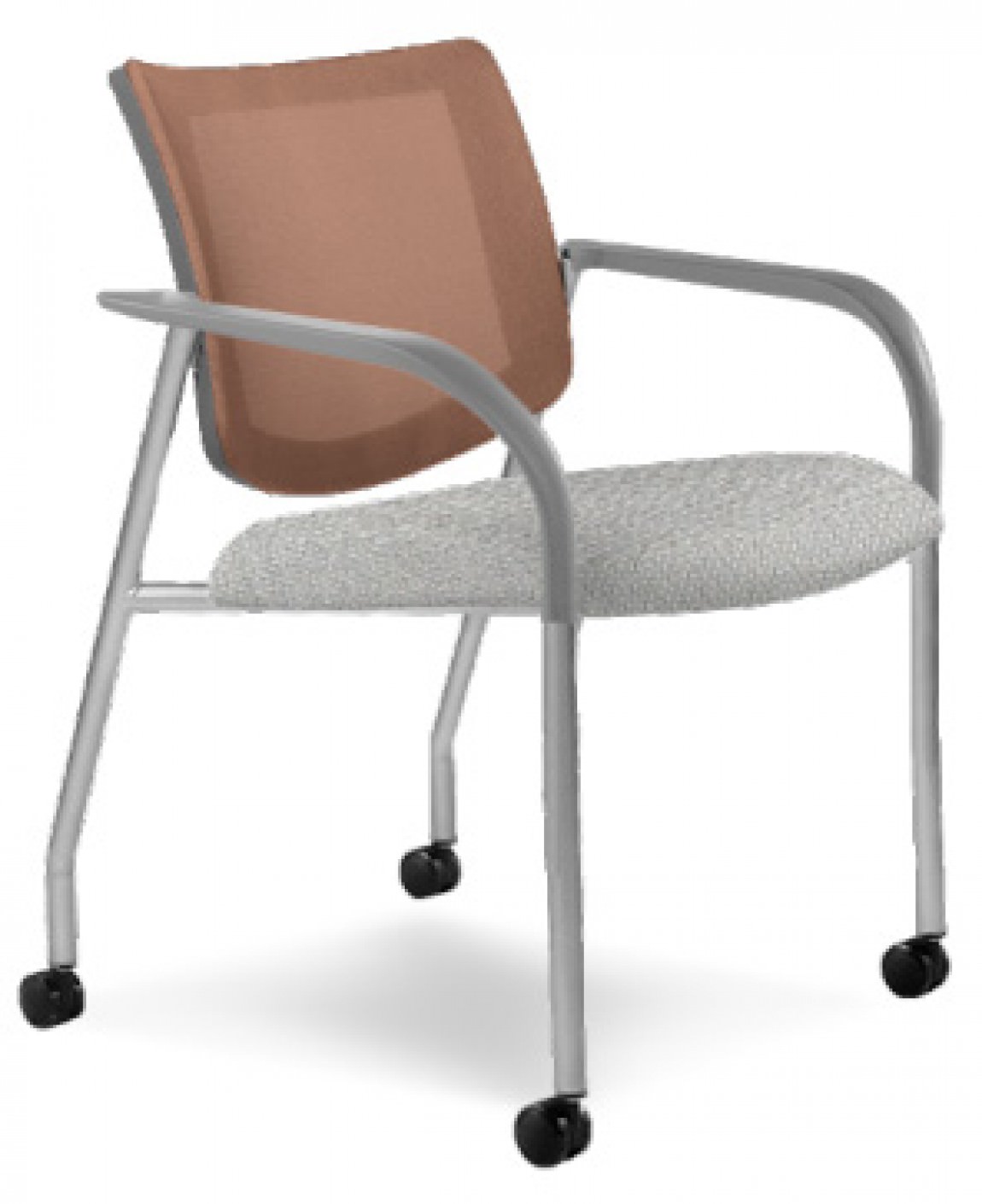 Rolling Copper Mesh Back Guest Chair w/ Gray Arms and Seat
