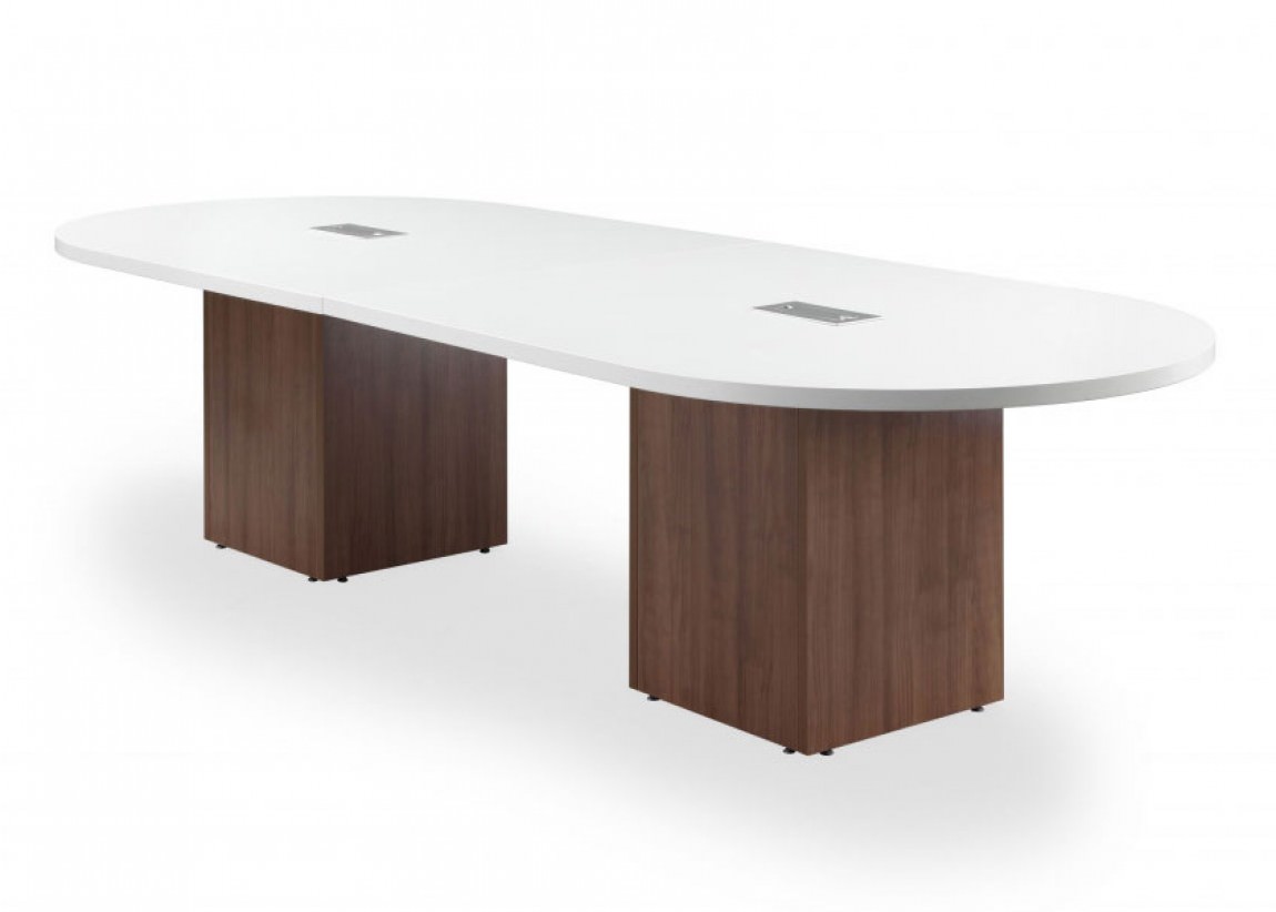 Racetrack Conference Table with Cube Base
