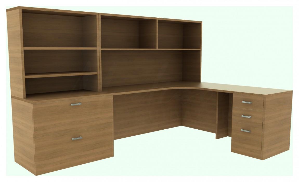 L Shaped Desk with Hutch and Storage