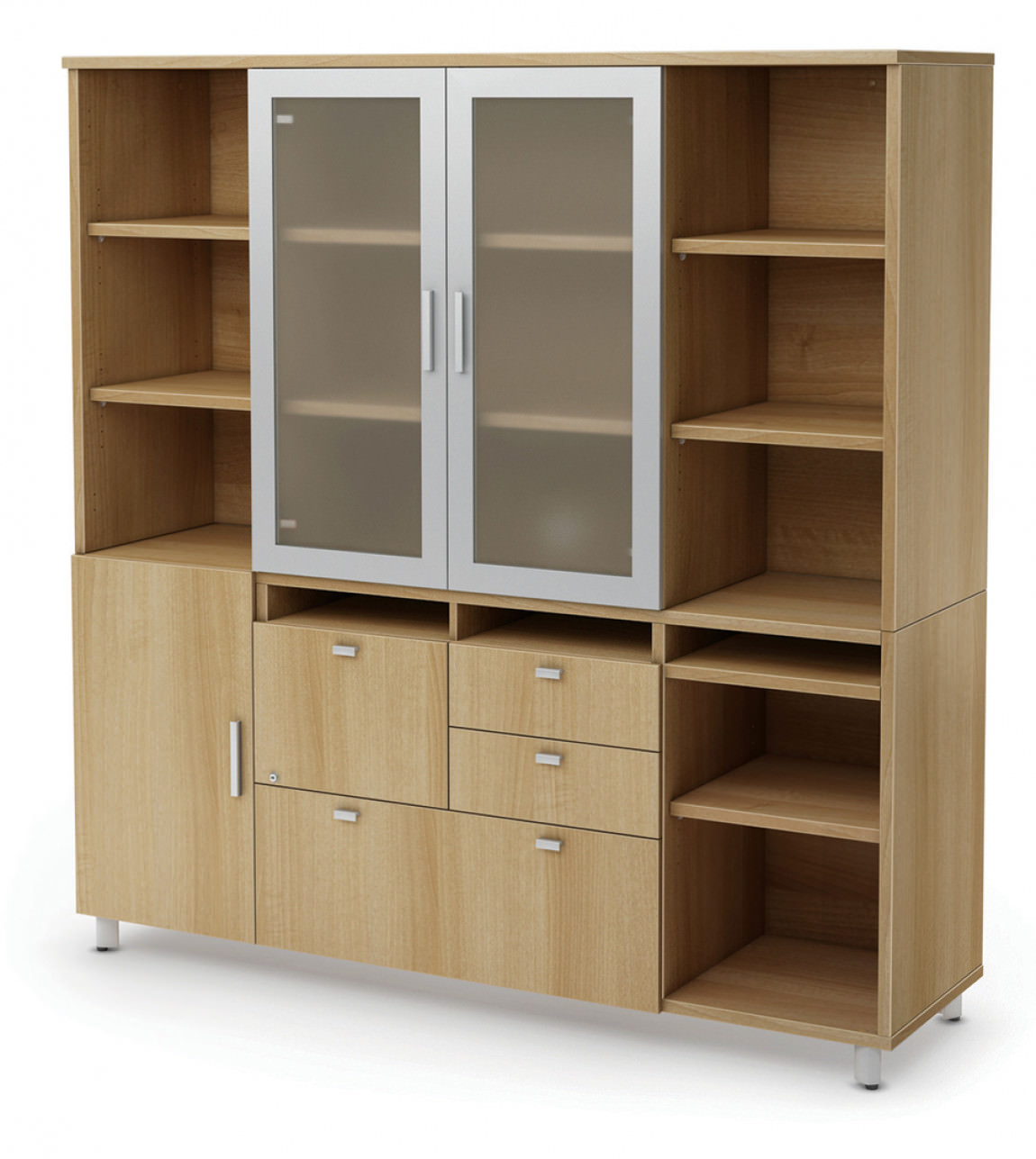 Combo Lateral File Office Storage Credenza Hutch Concept 3 Tuscany Walnut Concept 3