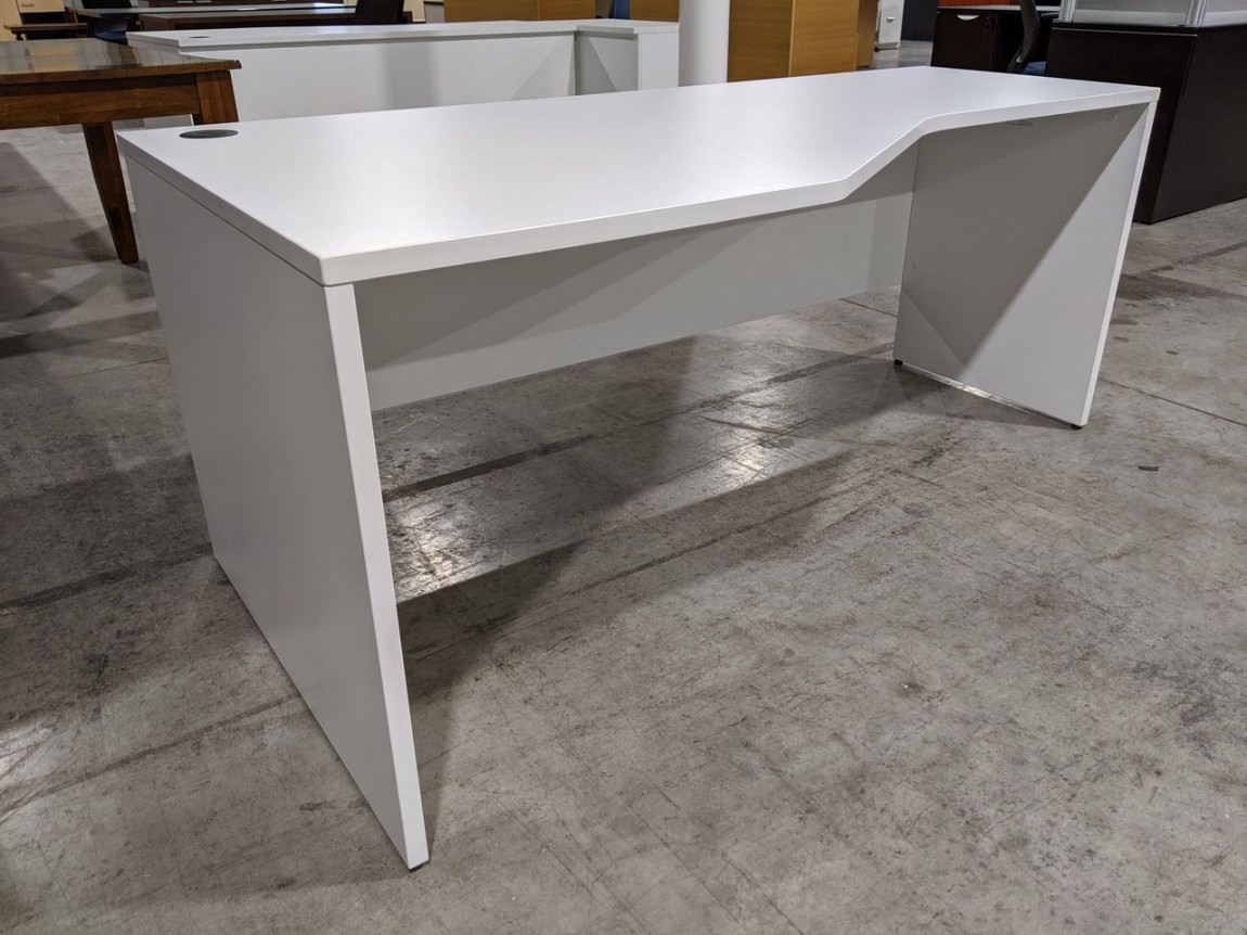 White Laminate Desk with Left Corner Extension