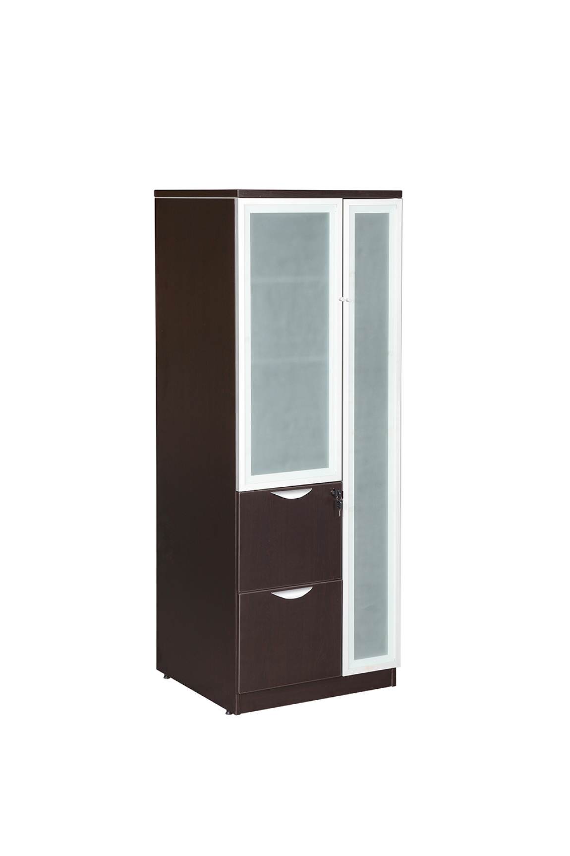 Personal Storage Cabinet with Glass Doors and Lock