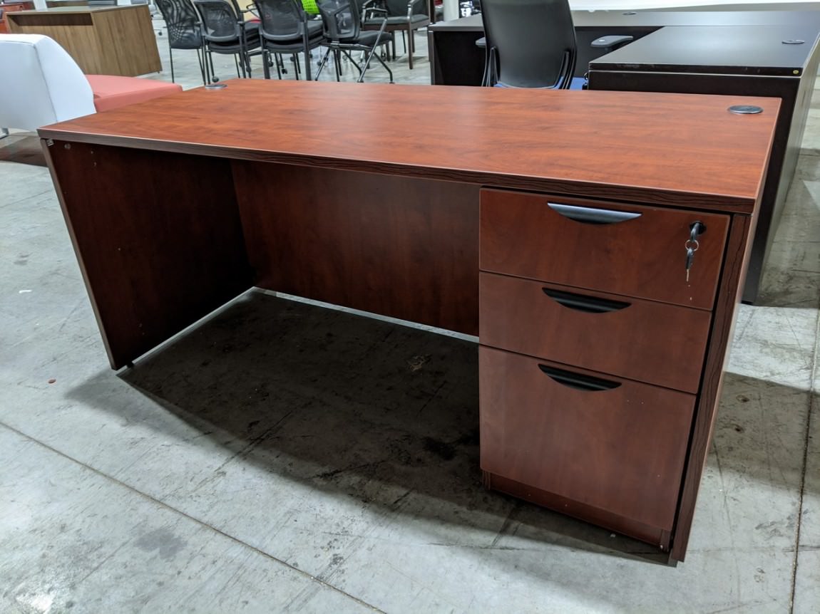 Cherry Laminate Desk with Drawers