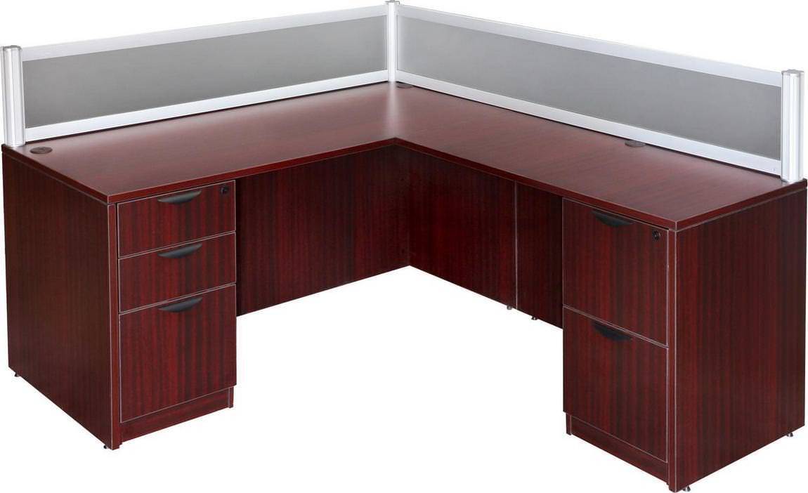 L Shaped Desk with Drawers and Privacy Panels