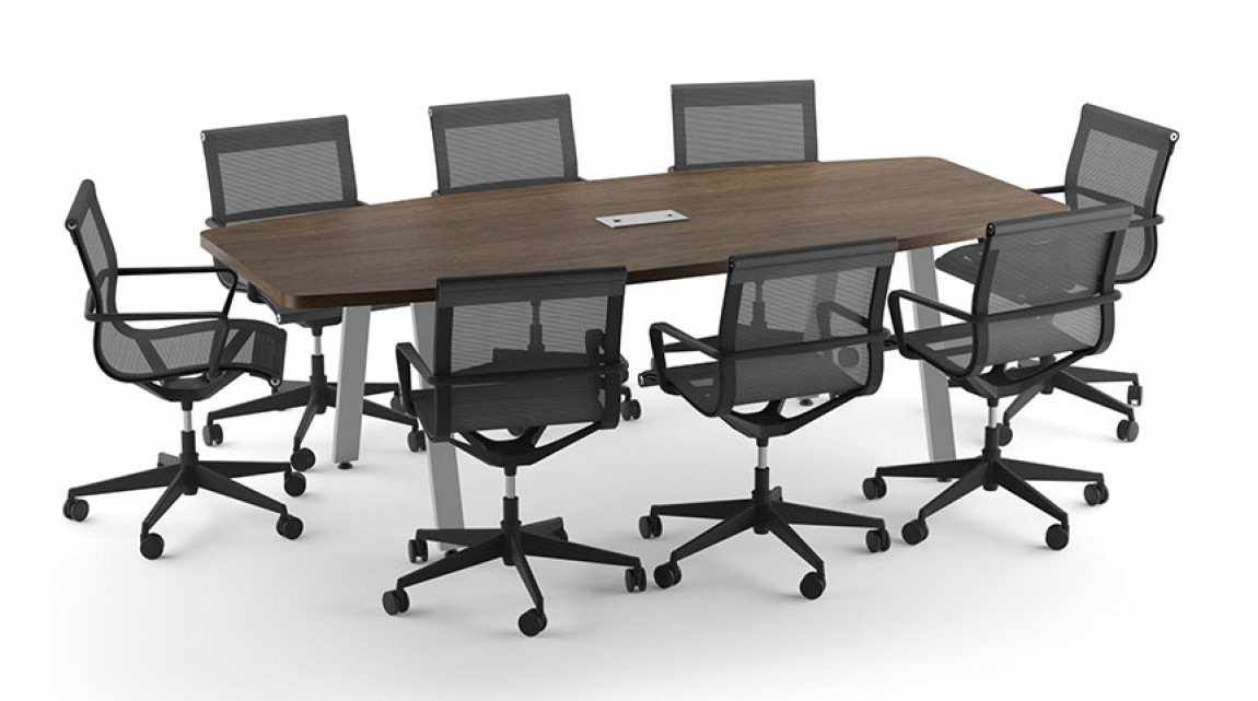 Boat Shape Conference Table and Chairs Set