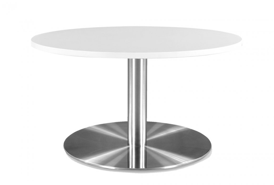 Round Coffee Table Brushed Metal Base White Pl Laminate Harmony Collection Round Coffee Table Brushed Metal Base, Round Coffee Table Base Metal