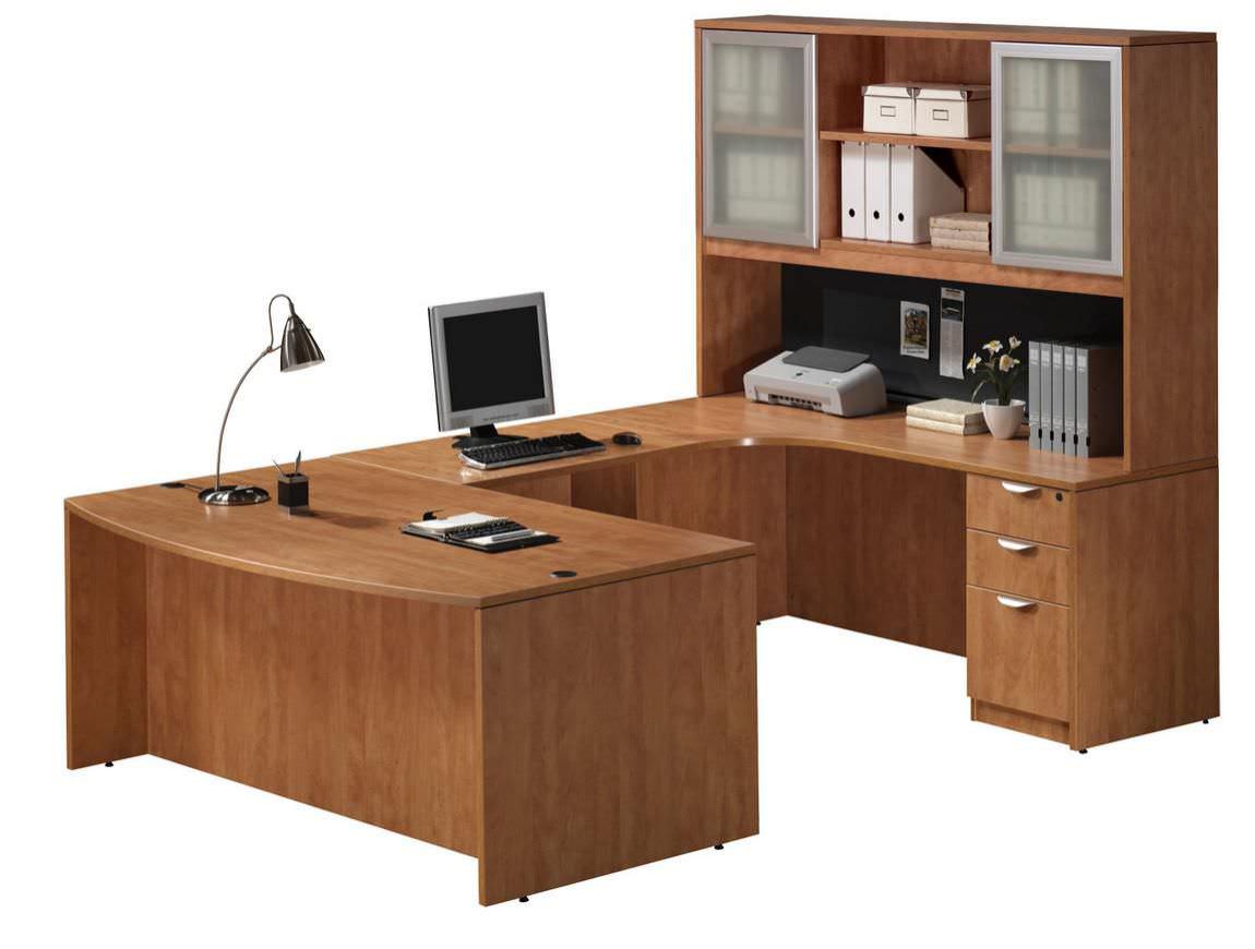 U Shape Desk with Tall Hutch