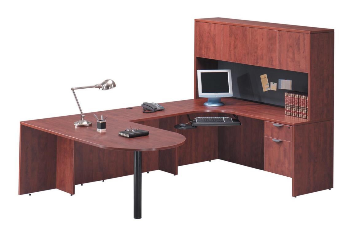 U Shaped Peninsula Desk with Hutch