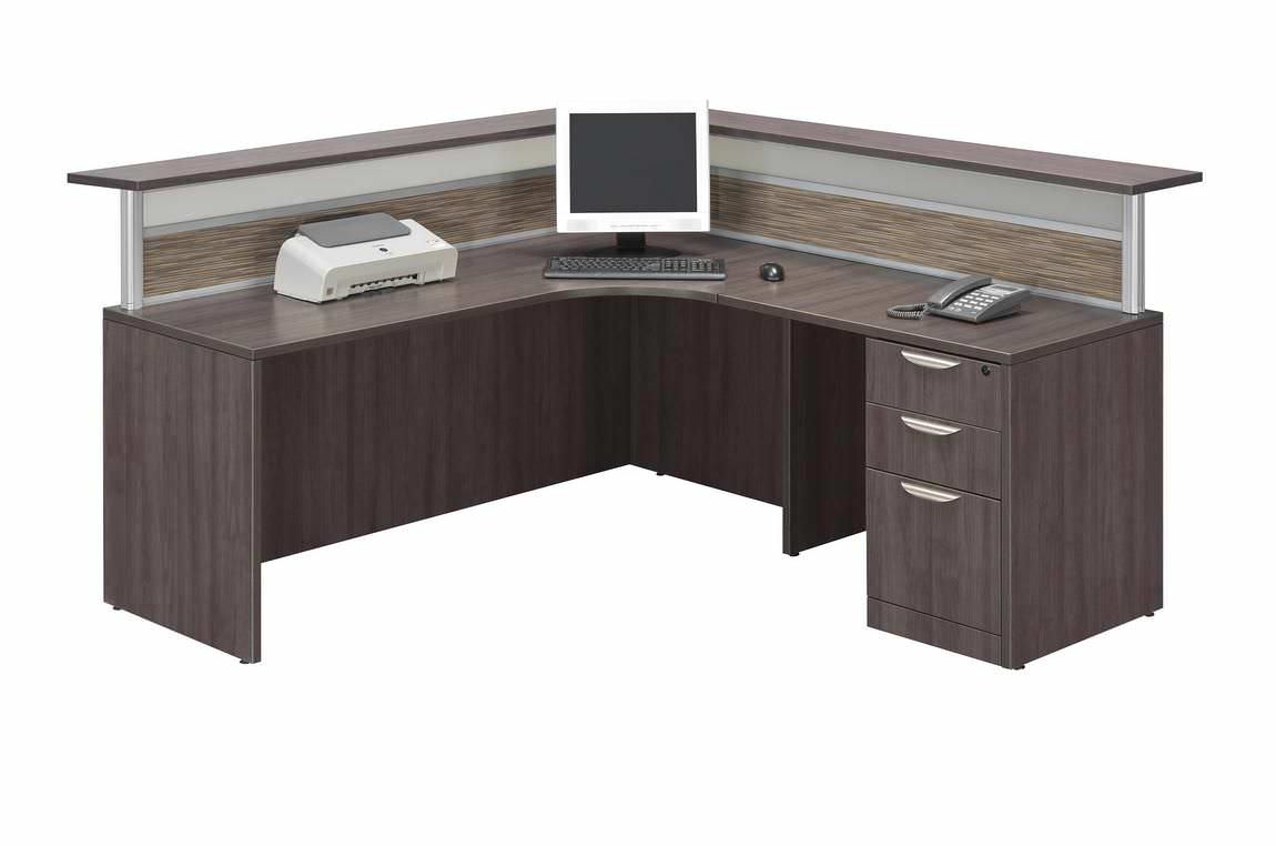 L Shape Reception Desk with Pedestal Drawers