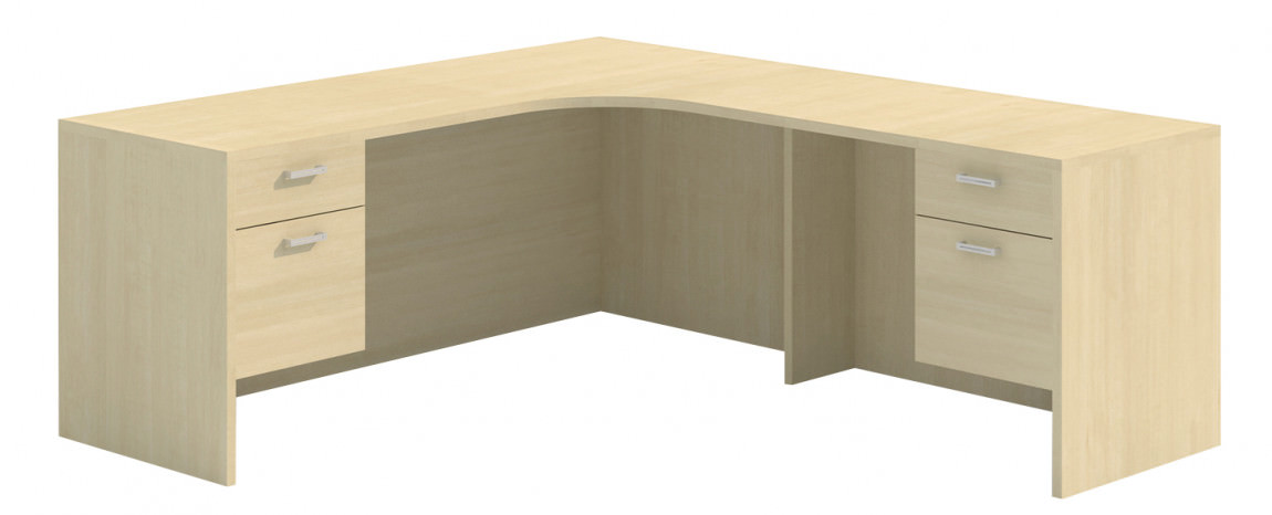 Curved L Shaped Desk with Drawers