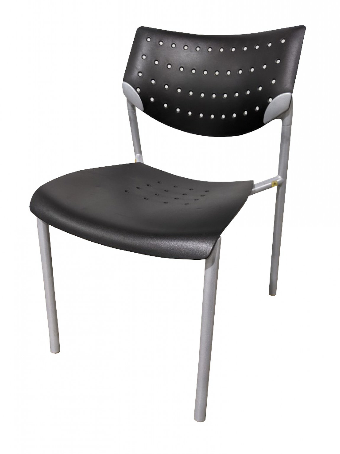 Black Plastic Stacking Guest Chairs with Metal Legs