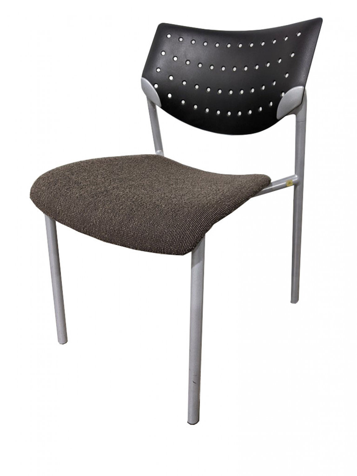 Black Plastic Back with Brown Fabric Seat Stacking Guest Chair
