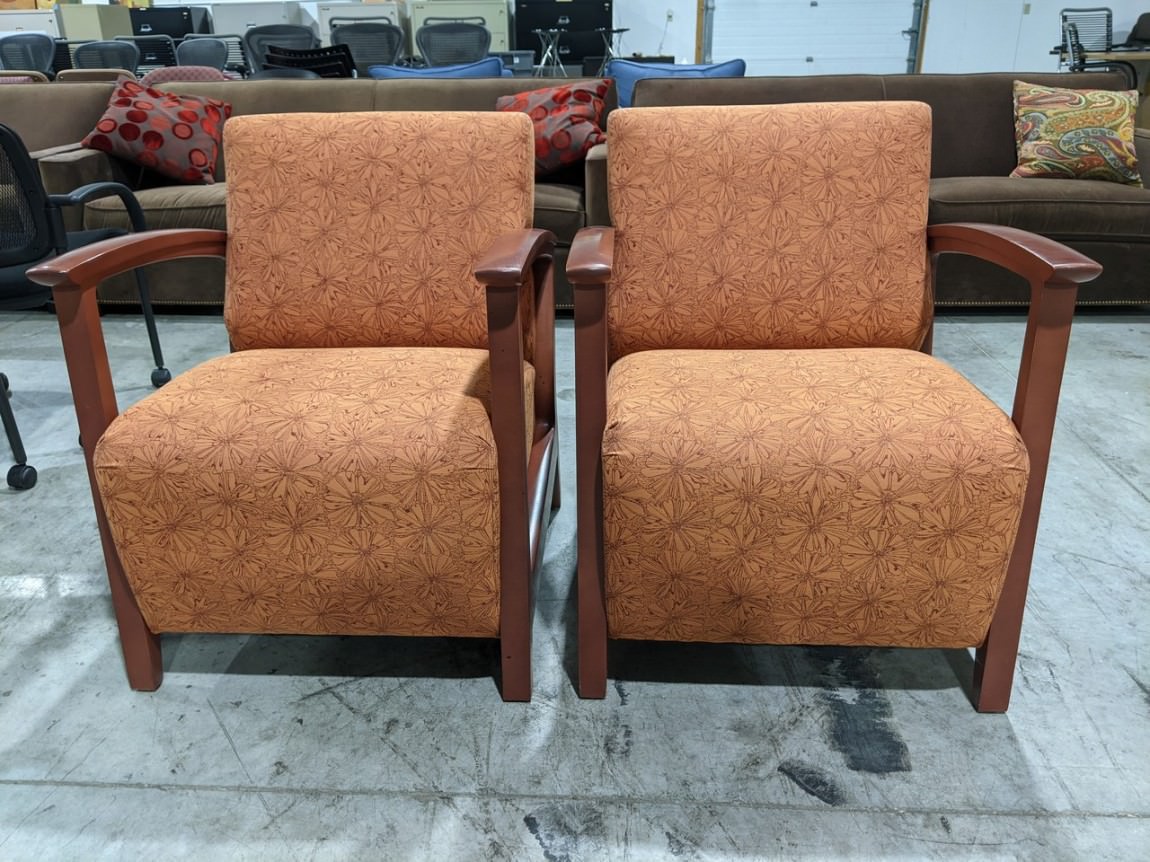 Orange Guest Chair with Wood Frame 