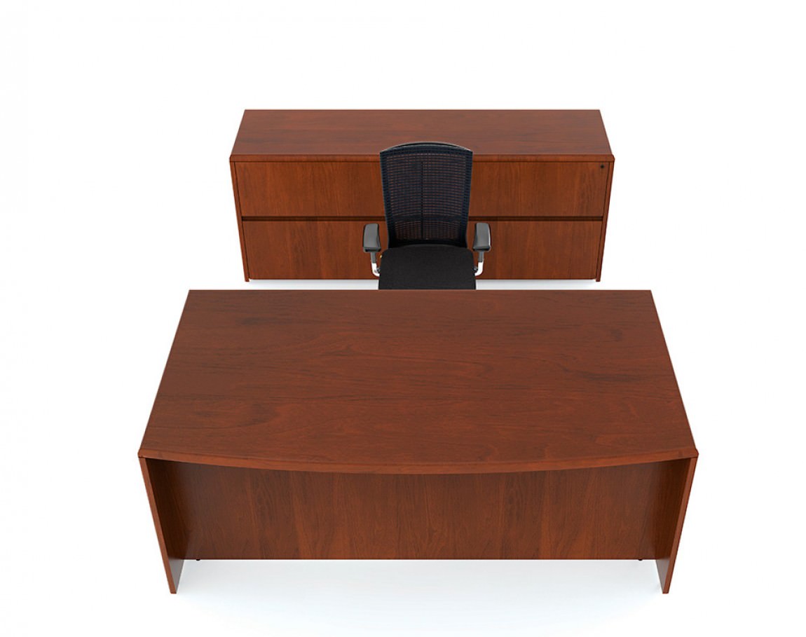 Bow Front Desk with Lateral Credenza