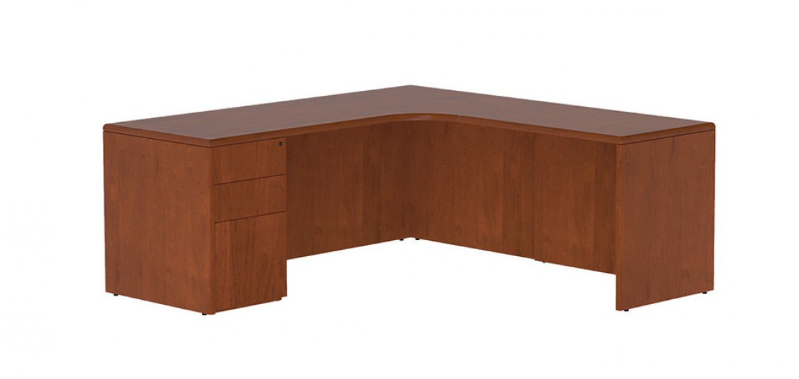 Curved L Shaped Desk with Drawers