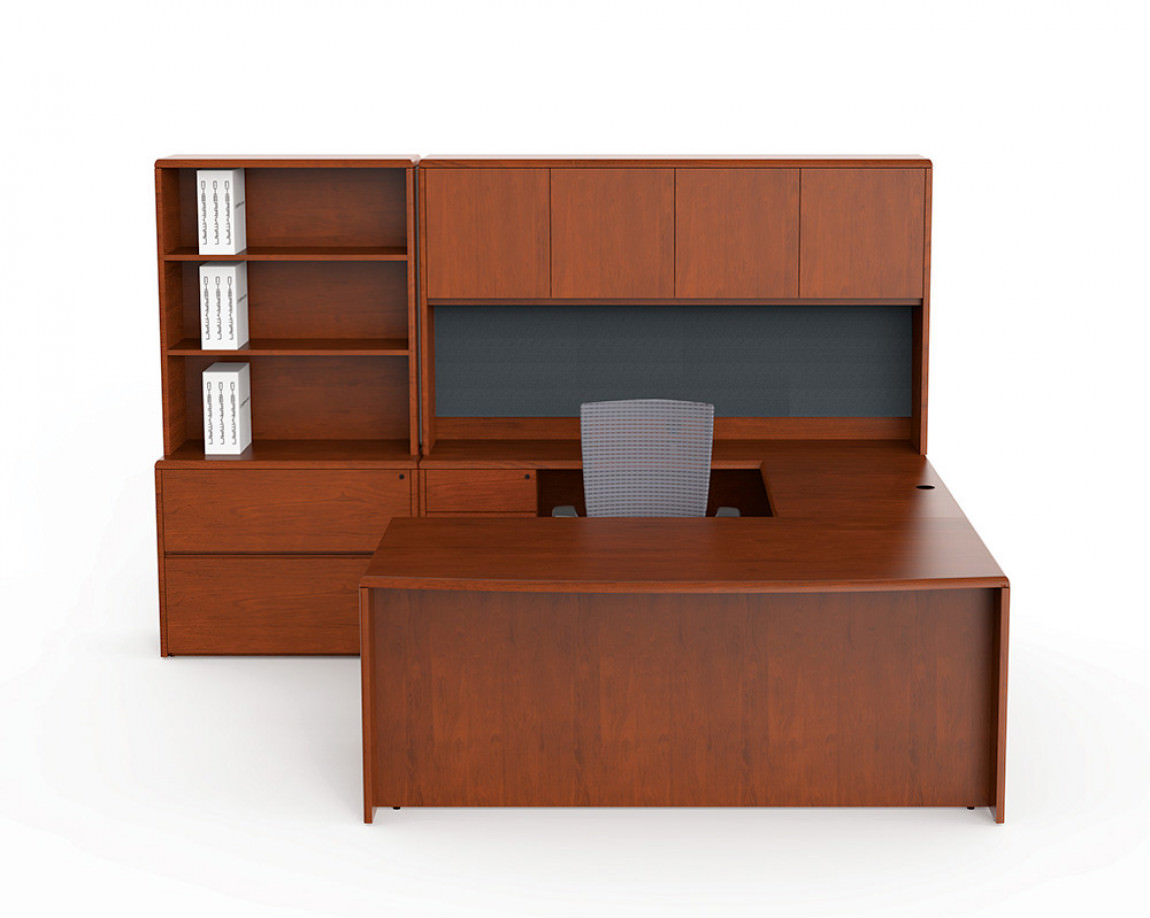 Bow Front U Shaped Desk with Storage