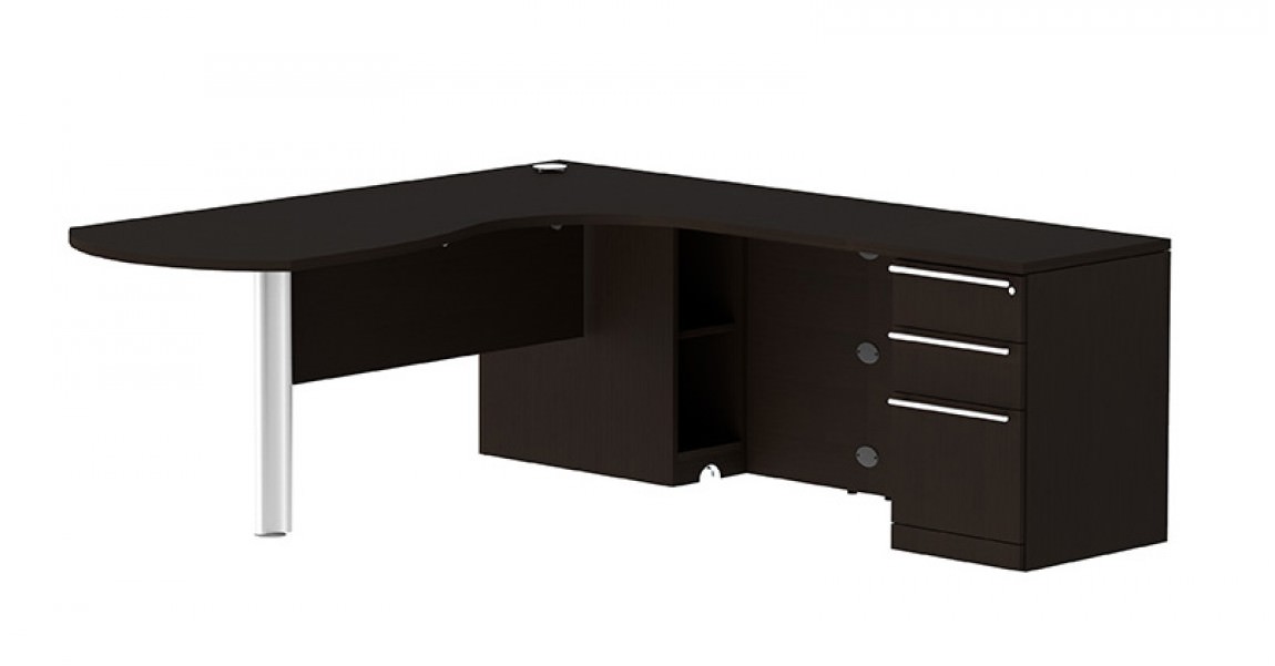 L Shaped Peninsula Desk with Drawers