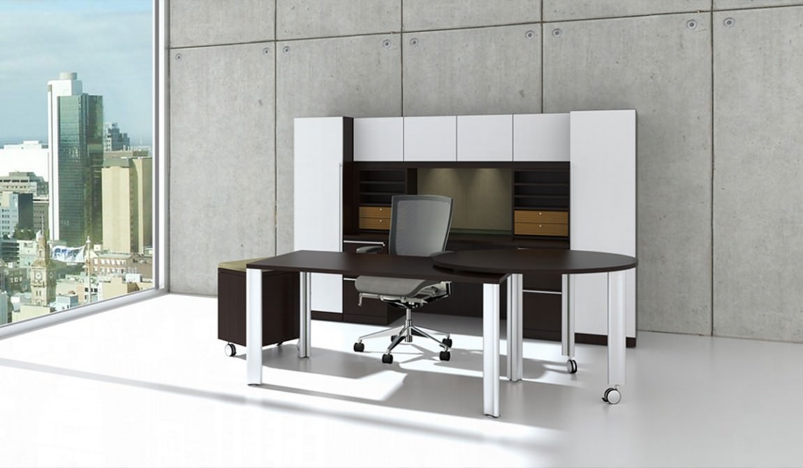 Desk Table with Storage Credenza