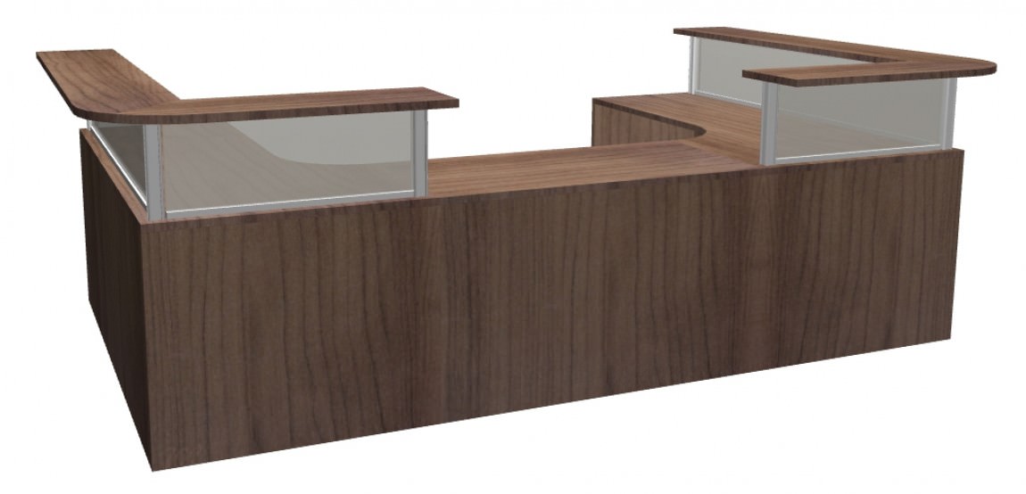 Modern Walnut Two Person Reception Desk