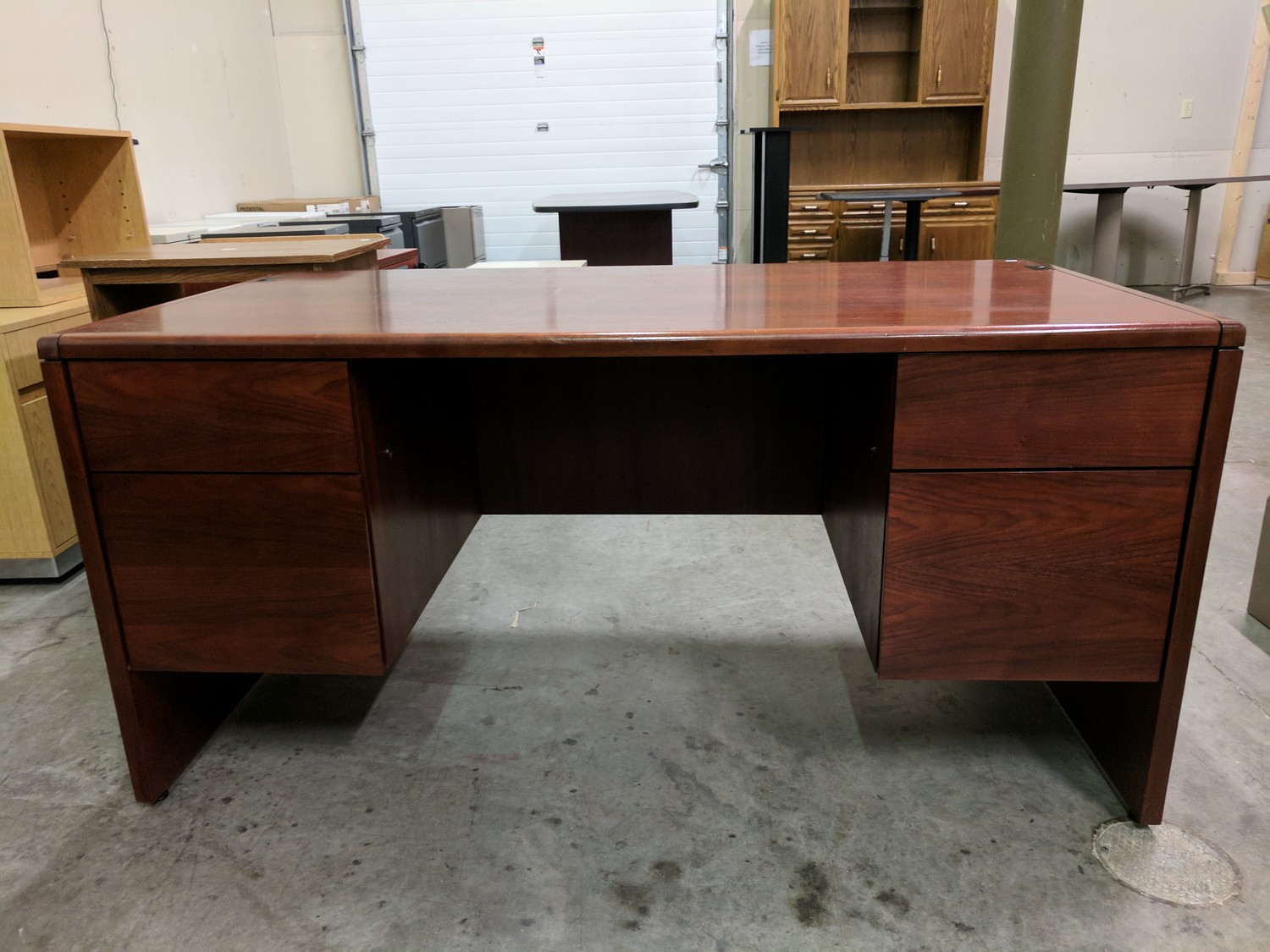 Kimball Mahogany Laminate Desk With Drawers Madison Liquidators