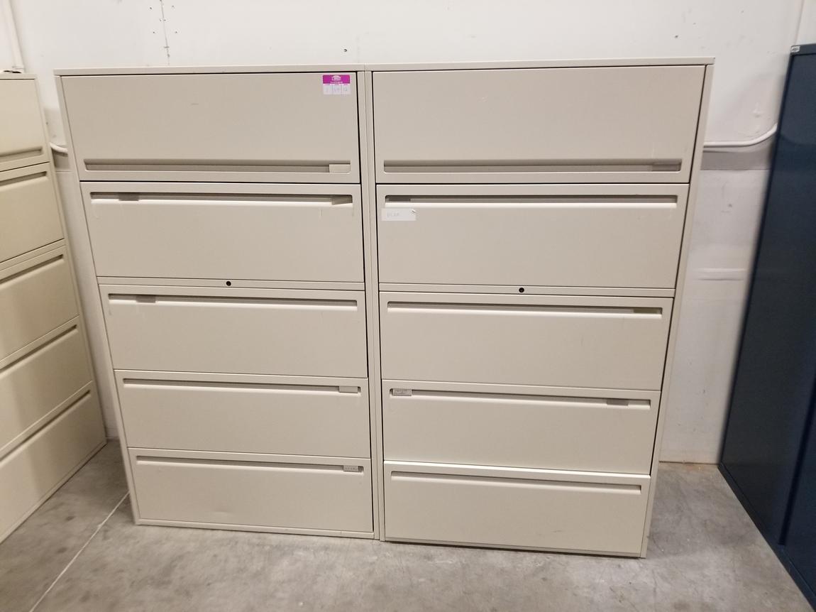 Haworth 5 Drawer Putty Lateral Filing 36 Inch Wide