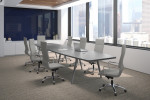 Boat Shaped Conference Table with Wood Legs