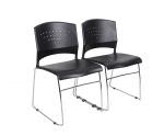 2 Pack of Plastic Stacking Chairs with Ganging Clips
