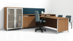 T Shaped Desk with Side Storage Cabinet