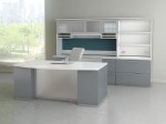Bow Front Desk and Credenza Set with Storage