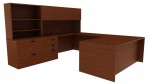U-Shaped Desk with Drawers and Shelves