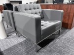 Grey Bonded Leather Club Chair