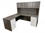 Modern L Shape Desk with Hutch and Drawers