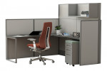 Office Cubicle Workstation Desk with Upper Storage & Drawers