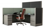 L Shaped Office Cubicle with Drawers