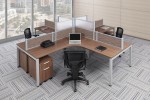 4 Person L Shaped Desk with Privacy Panels