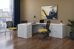 Bow Front L Shaped Desk with Drawers