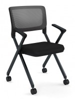 Rolling Nesting Mesh Back Chair with Arms