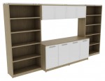Storage Credenza with Bookcases and Hutch