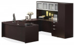 U Shape Desk with Hutch and Storage Cabinet